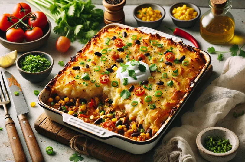 Shredded Chicken Enchilada Shepherd’s Pie