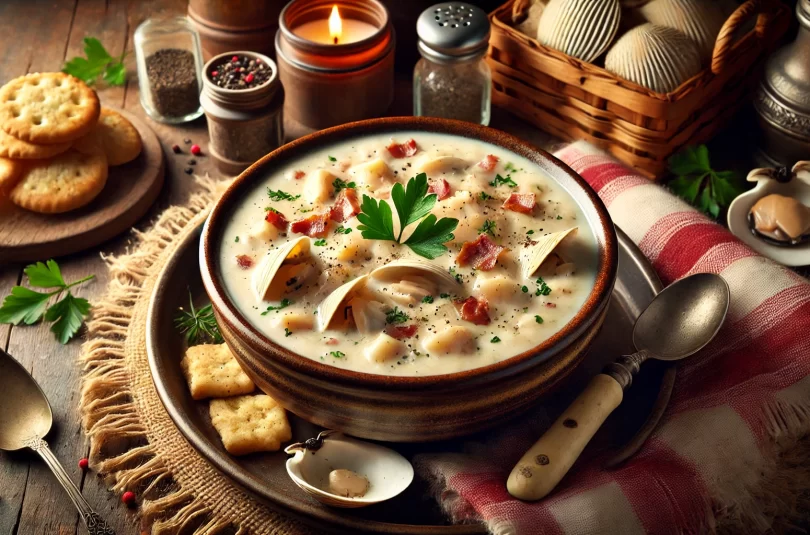 New England creamy clam chowder